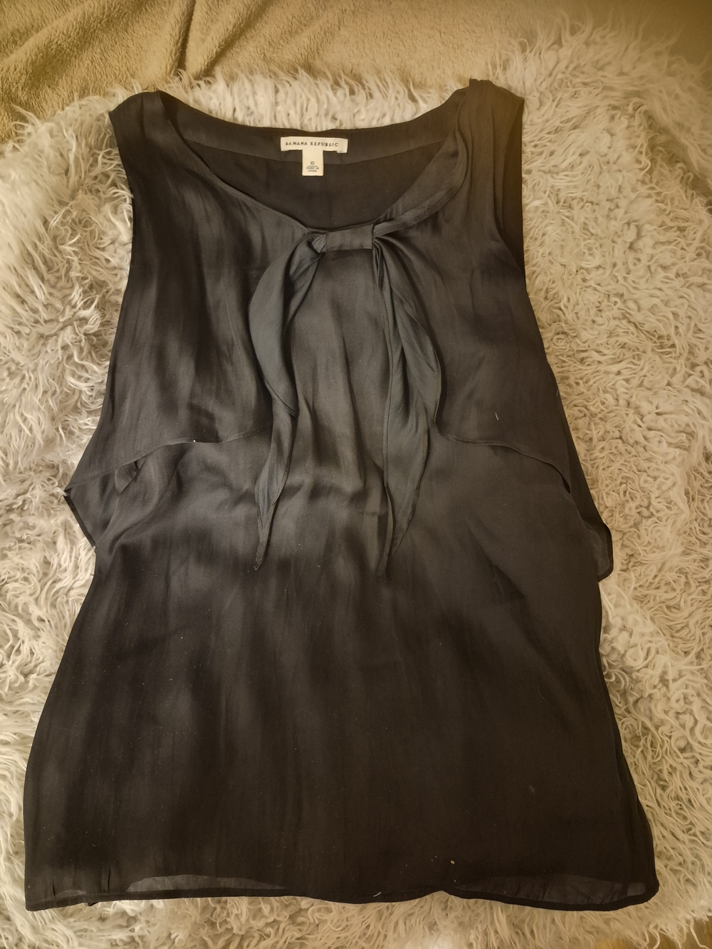 Banana Republic Black Sleeveless Tie-Neck Blouse